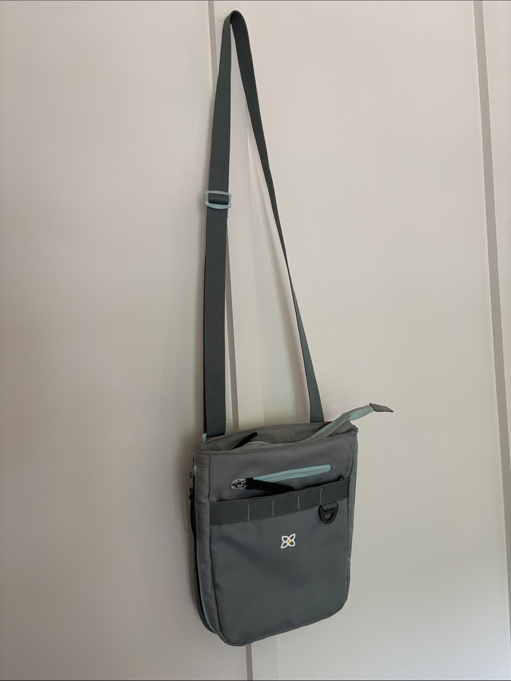 Sherpani Blue Grey Crossbody Bag with Aqua Accent